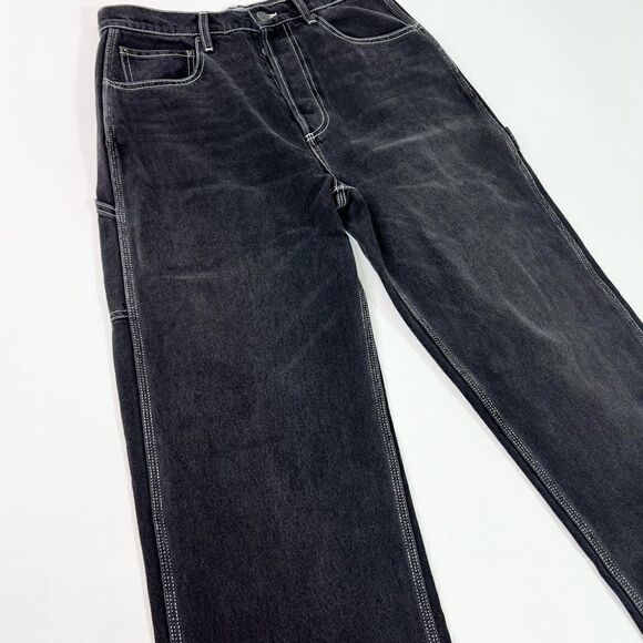 BOYISH Ziggy Jeans Women 27 Relaxed Straight Leg High Waist Black Carpenter - Picture 2 of 14